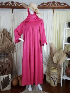 Gamis Gamis Baby Doll Kerut Fucia 1 fucia_1