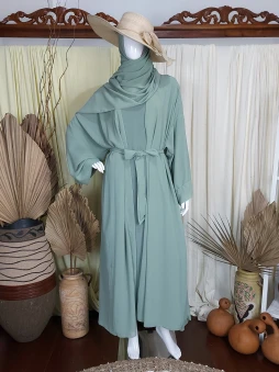 Jubah 3 Set Ceruty Green