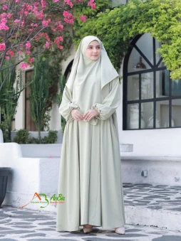 French Khimar Set Ribbon Havana Green