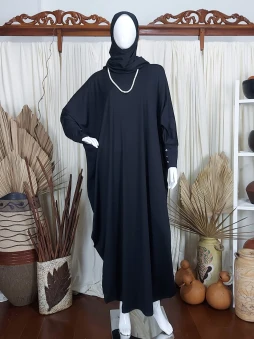 Kaftan Set Atom Jersey Hitam 