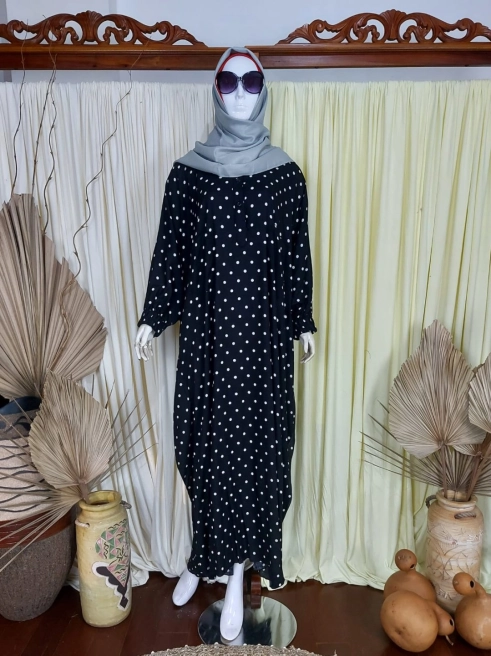 Gamis Kaftan Daily Polkadot Hitam 1 img_20220720_wa0010