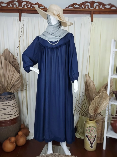 Gamis Dress Ceruty Baby Doll Polos Navy 1 navy_1