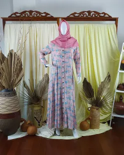 Gamis Daily Dress Rayon Flowers Pink 1 web_gamis_new_005a