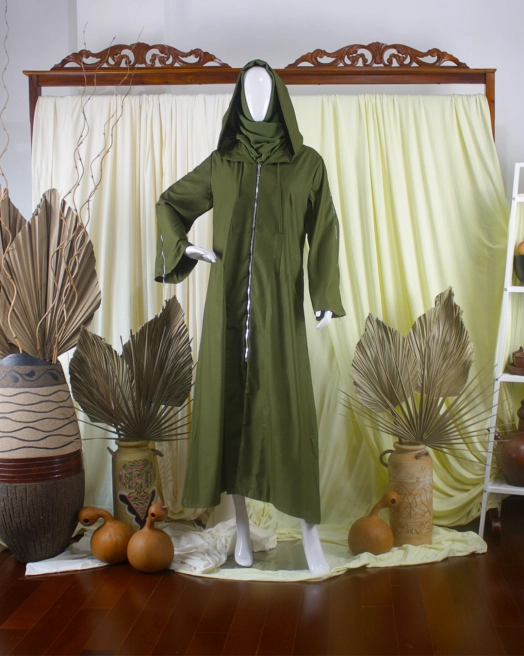 Gamis Hoddy Cotton Zipper Green<br>AB-DR01-HZGA 1 web_gamis_new_010a