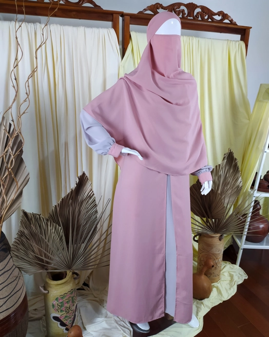 Niqab Niqab Dress Set Pink-Grey 2 web_niqab_008a